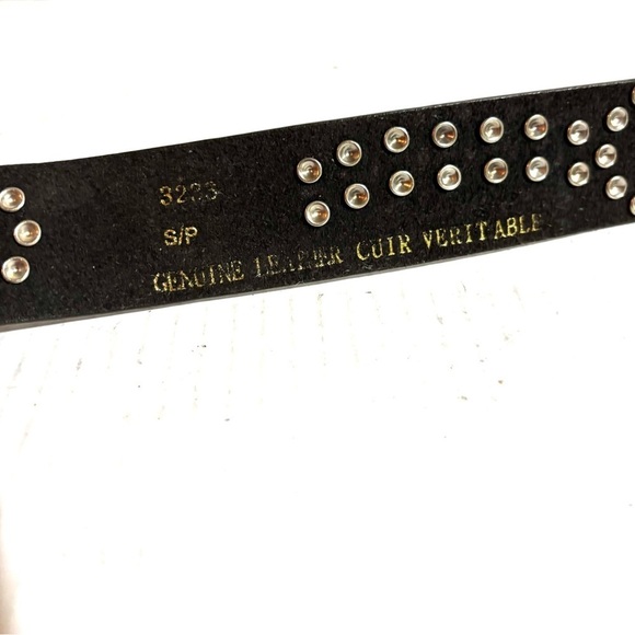 Cuir veritable size S 32 rose gold leather Studded Belt with Silver Details